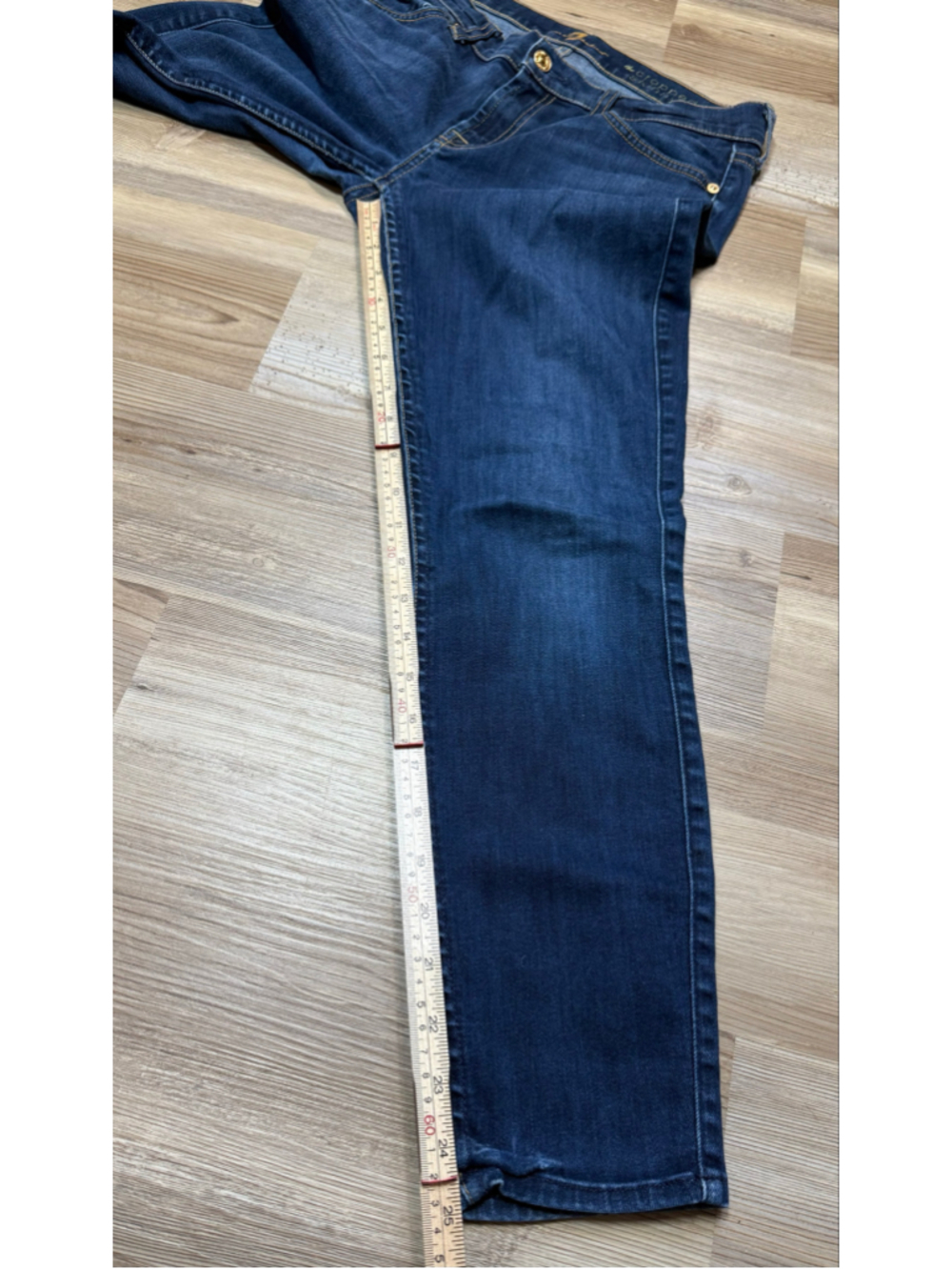 Women's 7 For All Mankind Cropped Skinny Jeans Blue Size 29 - Picture 5 of 10
